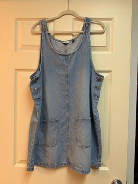 American Eagle Light Blue Denim Pinafore Dress